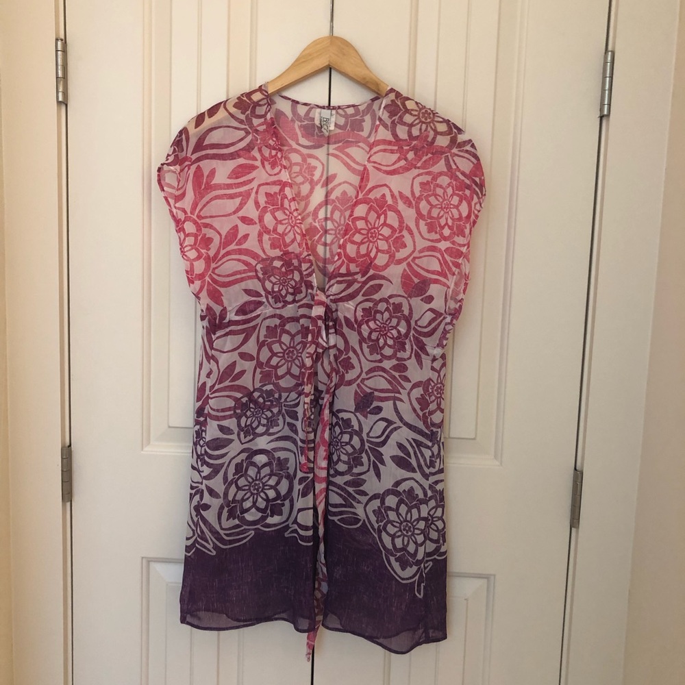 Becca Cover Up, Pink & Purple Pattern, Size M-L